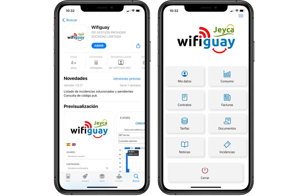 Smartphone con app Jeyca - Wifiguay